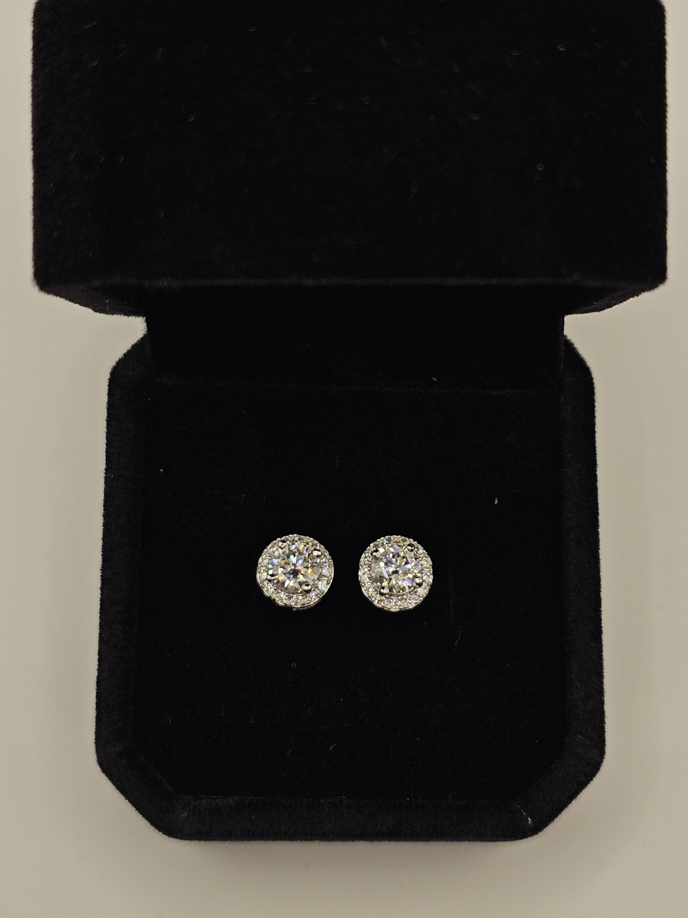 5mm VVS Silver Halo Stud Earrings